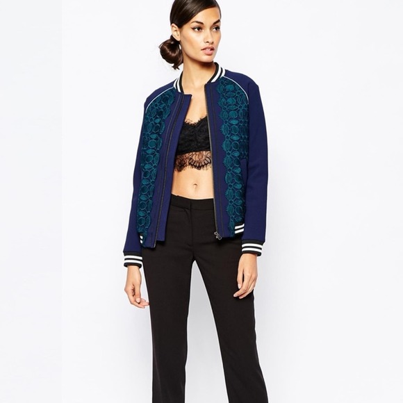 Self Portrait Scalloped Edge Bomber Jacket US 2 - Picture 2 of 11